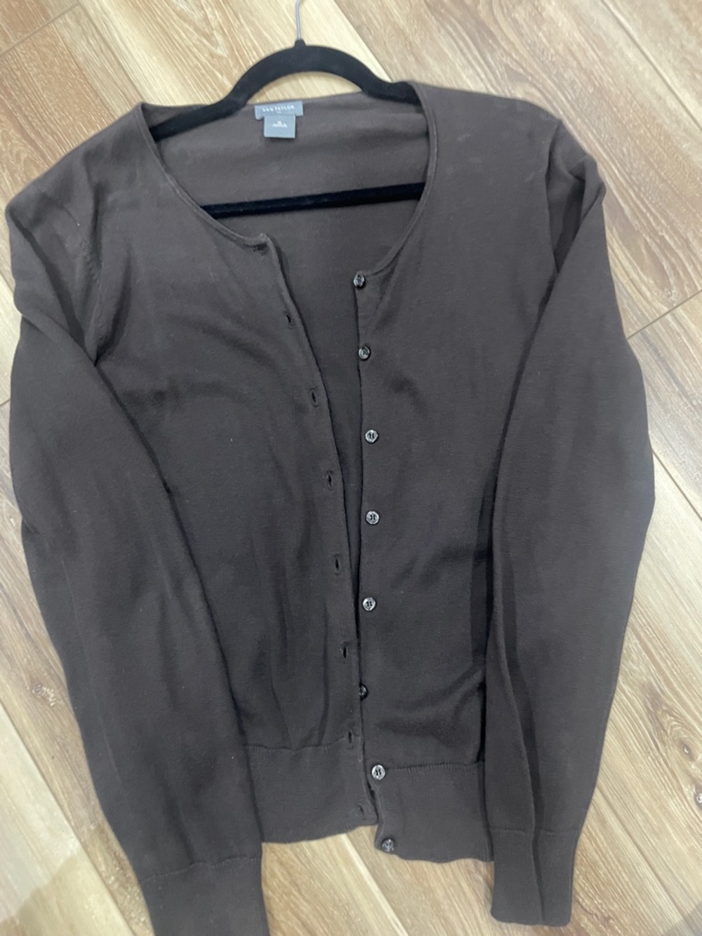 Ann Taylor Brown Button-Front Crewneck Cardigan